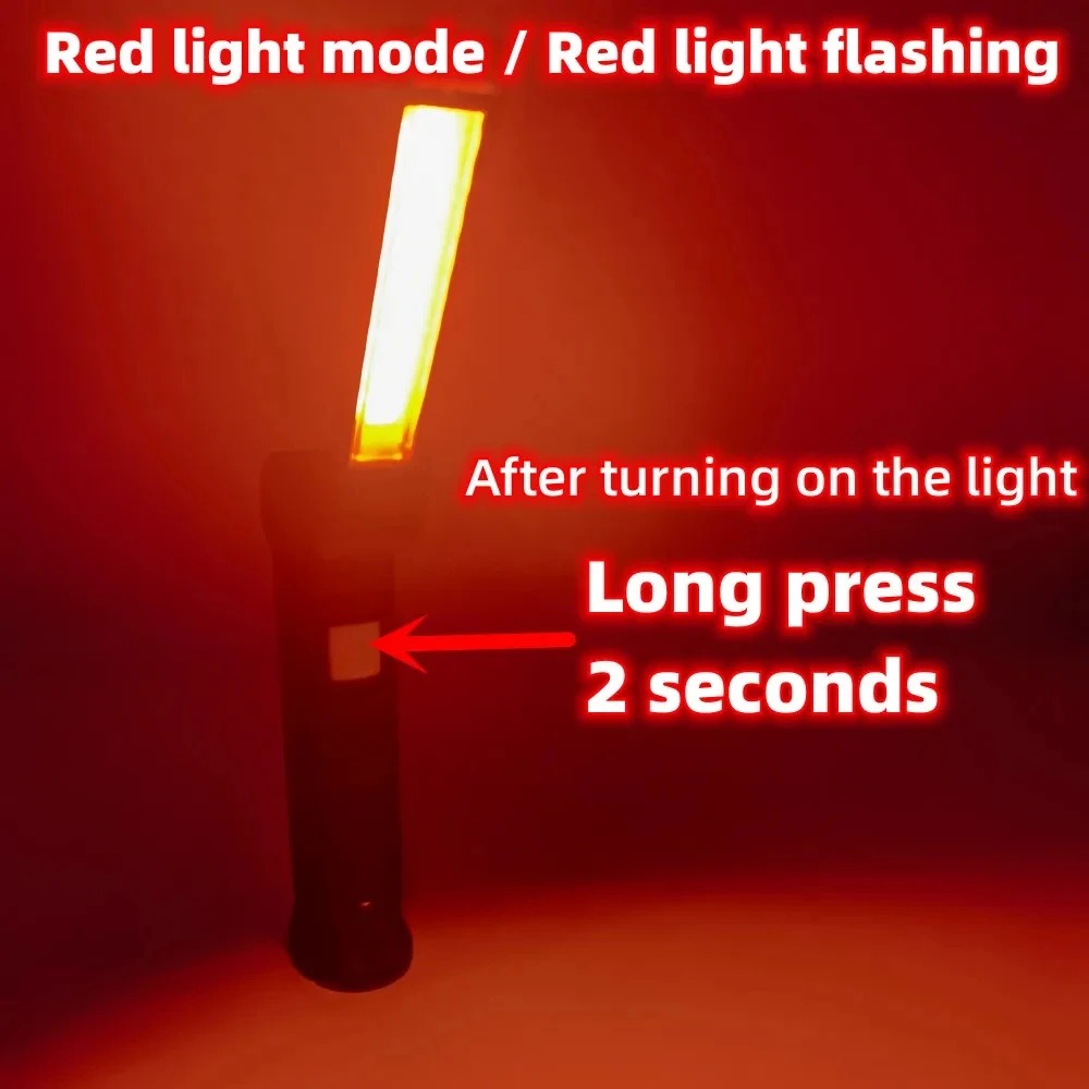 Linterna LED recargable por USB para acampar, luz de trabajo con imán y gancho IP64, resistente al agua, 5 modos de iluminación, adecuada para trabajo nocturno