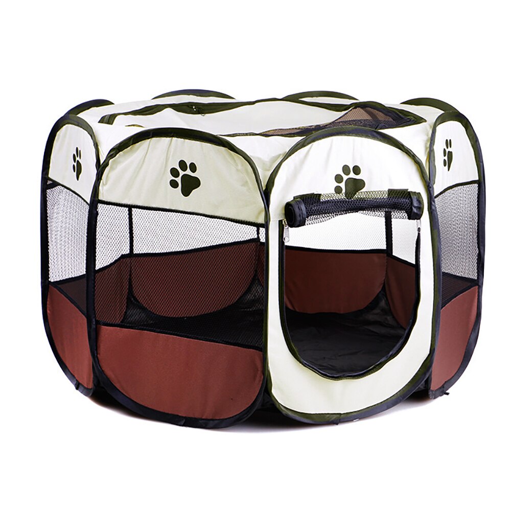 Koiran leikkikehät isot, kynä kennel koiranpennulle kissat kanit pienet eläimet, kannettava lemmikkiteltta sisä- ja ulkokäyttöön kahdeksankulmainen koirankoti: Ruskea / 35.8 x 35.8 x 22.8 in