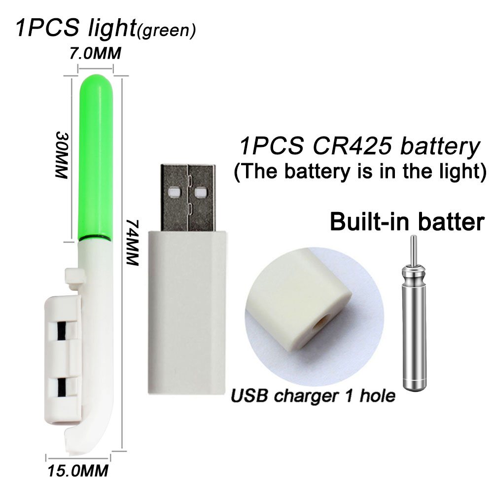 Electronic Fishing Light CR425 3.6V Battery USB Charge Rod Sense Strike Indicator LED Stick Pesca Tackle Night Bright Flash Lamp: light yellow