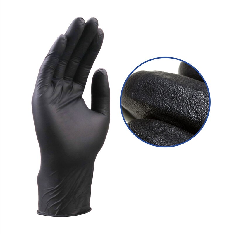 10Pcs/Box Black Disposable Latex Gloves Oil-Proof Nitrile Gloves for Work Kitchen Household Washing Dishes Garden Cleaning
