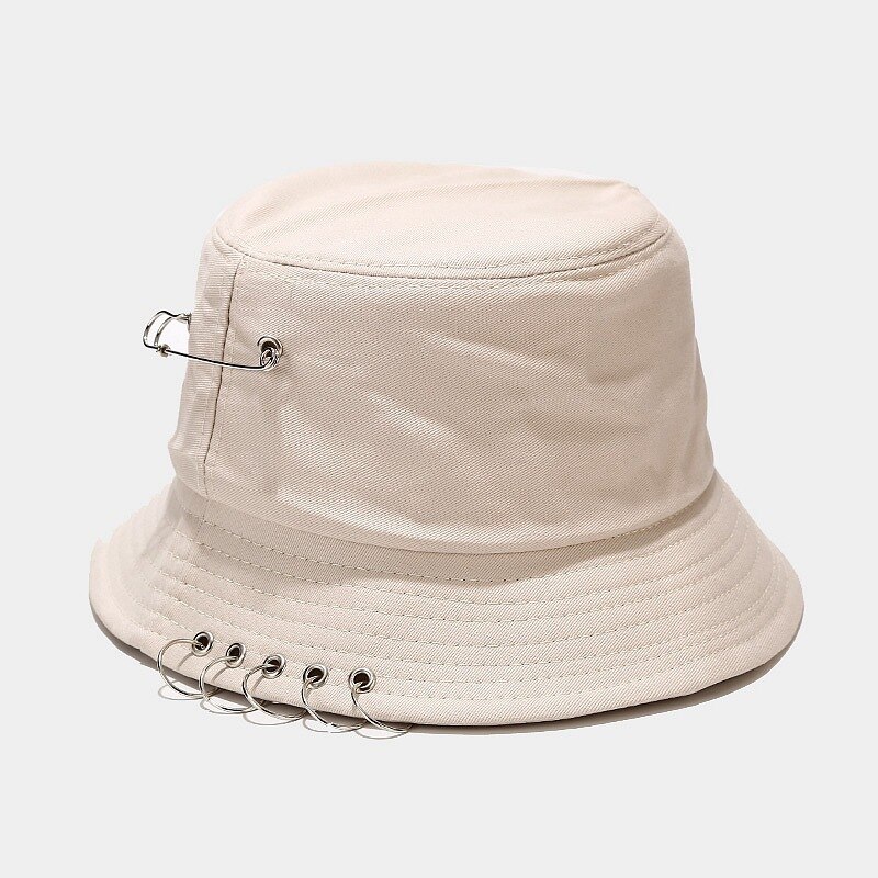Sombrero de pescador de cinco anillos para hombre y mujer, gorra de pescador de Hip Hop, sombrero de sol de playa, Bob, Rap, Sombrero de Panamá informal para adultos: beige