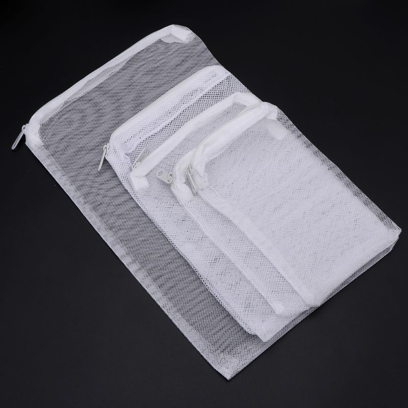Bolsa de filtro de Acuario, bolsa de malla con cremallera para estanque de peces, 5 unids/set por juego