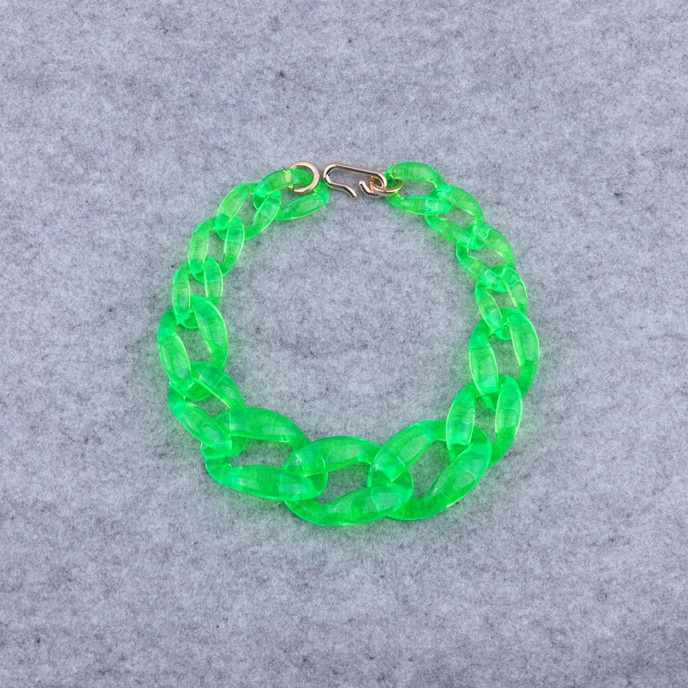 Statement Transparent Neon Green Acrylic Big Chain Choker Pendant Necklace For Women Collar Long Chain Necklaces Jewelry: green