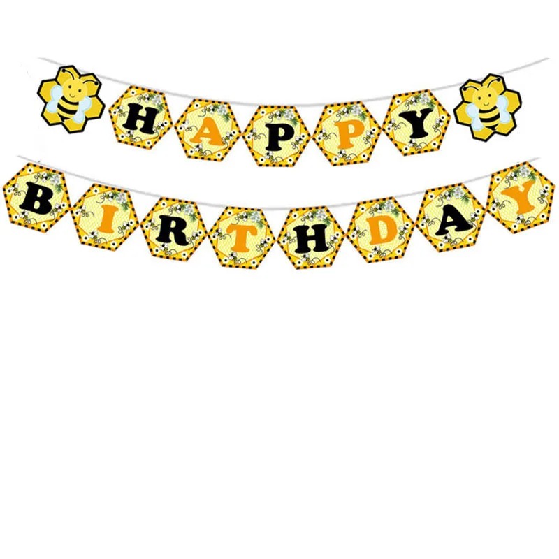 Cute Bumble Bee Honey Bee Party Decorations Cake Topper Banner Balloons Tablecloth For Kids Happy Birthday Party Supplies Decors: Deep Sapphire