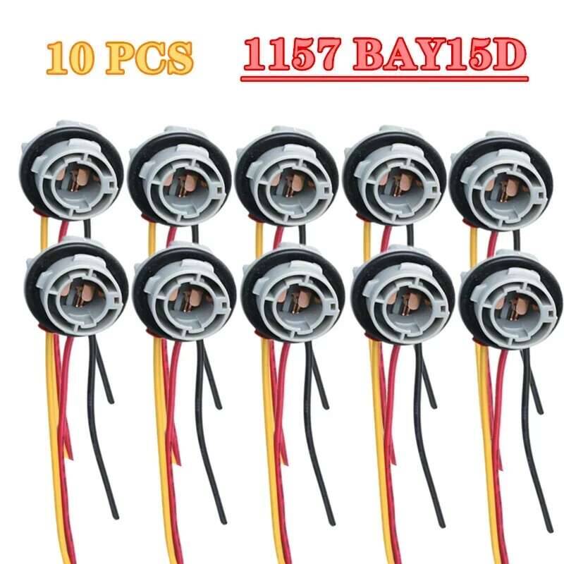 10X 1157 Bulb Socket BAY15D Lamp Holder P21/5W Adapter Base Connector For Brake Light Plastic Car Accessories