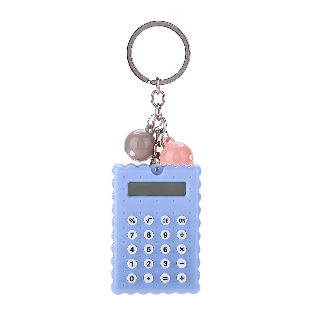 Portable Mini 8 Digits Calculators Keychain Electronic Calculator Battery Power Calculators School Student Calculating Tools: Blue
