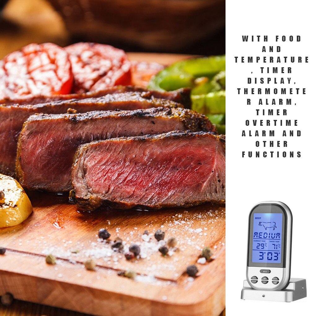 Meat Thermometers Bluetooth LCD Digital Probe Remote Wireless BBQ Grill Kitchen Thermometer Home Cooking Tools with Timer Alarm