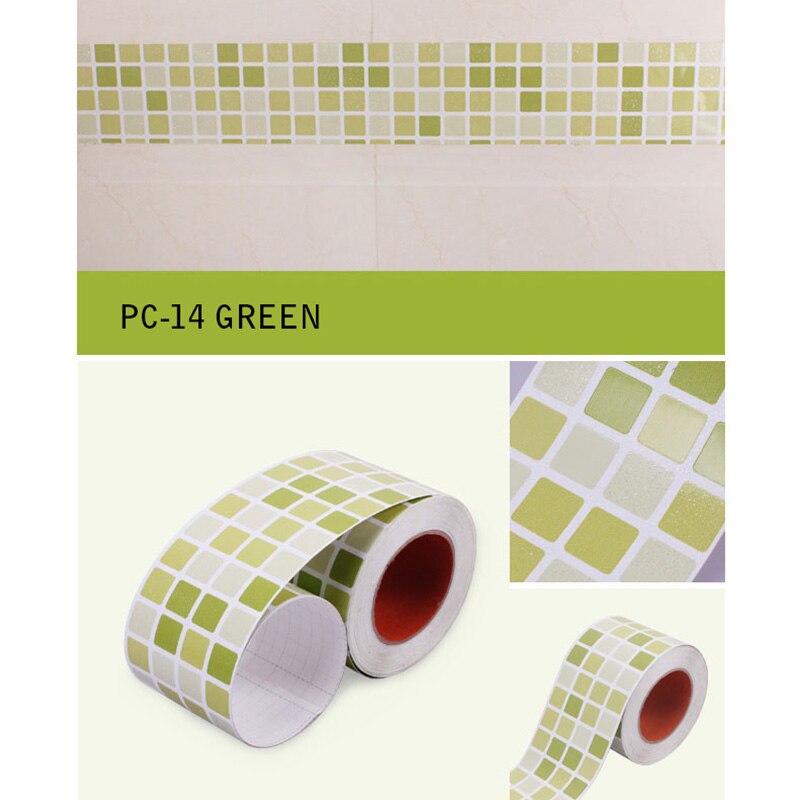 100x9.5CM Slaapkamer Woonkamer Waterdichte Plint Taille Lijn Muurstickers Wc Badkamer Tegels Sticker Mozaïek Behang Grens: PC-14