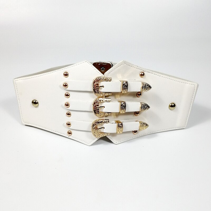 Cinturón elástico de corsé de talla grande cinturones anchos para mujer cintura elástica fajines cinturón grande vestido Vintage Ceinture Femme: beige belt