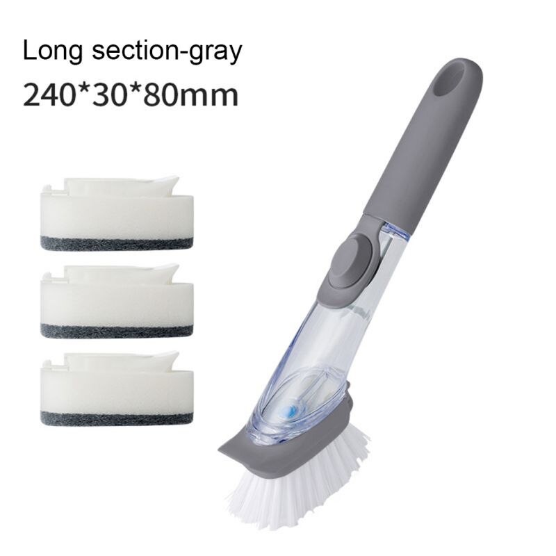 Dish Brush Kitchen Brush Pans Sink Cleaning With Soap Dispenser Pots Scrubber Kitchen Sink Brush With 3 Sponge Refill Home Tools: B