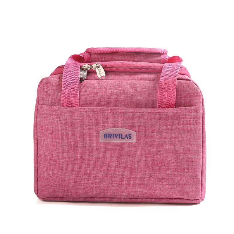 Brivilas Insulated Lunch Bag Women Thermal Lunchbox Cooler Picnic Bags Kids Lunch Bag for School Reusable Food Bag: Rose red