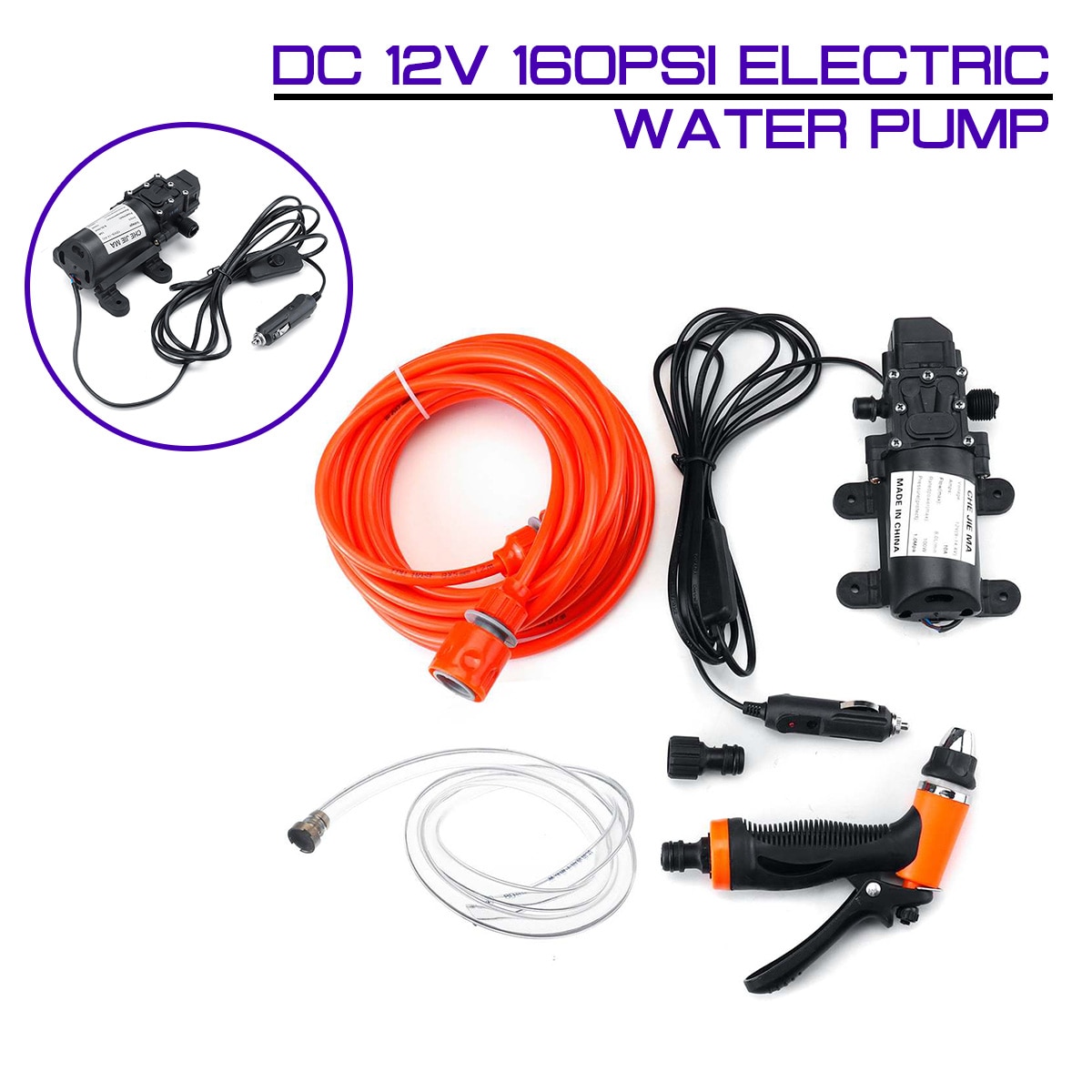 12 V High Pressure Diaphragm Self Priming Water Pump DC 12V 160PSI Electric Water Pump Sprayer Car Wash