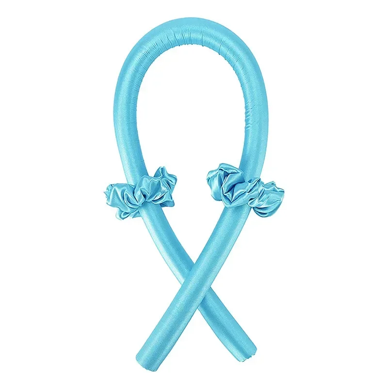 Diadema con varilla rizadora sin calor, cinta para rizos de seda sin calor, rodillos para el cabello, diadema suave para dormir, rizadores de pelo perezosos, herramientas de peinado: Azul