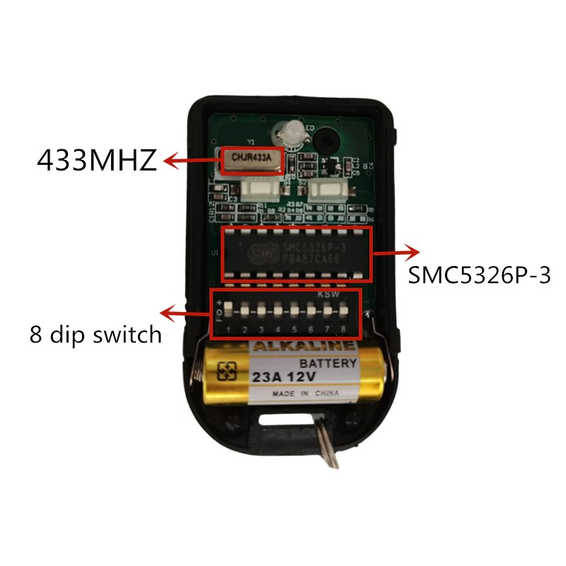 SMC5326 SMC5326-P 5326 330mhz 433mhz 8 dip switch auto gate remote control garage remote transmitter key fob