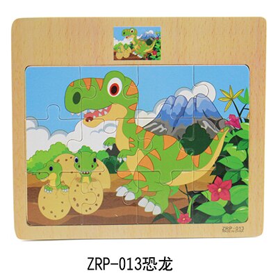 12 tablets cartoon animal traffic awareness wooden puzzle baby puzzle children wood girl boy toy: 1