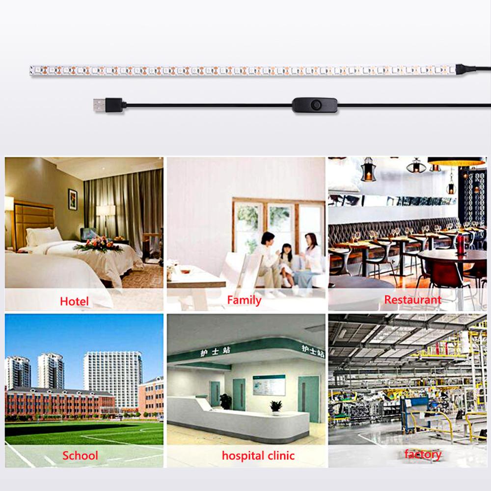 1m USB 5V LED UV Sterilizer Strip SMD5050 UV Light UVC Disinfection Ultraviolet Light Sanitizer Tape Killing Mites Bacterial