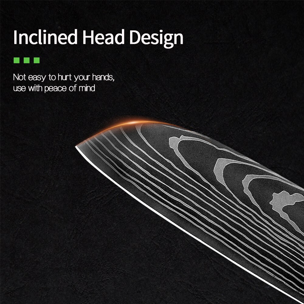 QING Kitchen Knife Set Non-stick Chef Knives Set High Carbon Stainless Steel Cooking Paring Cutting Slicing Cleaver