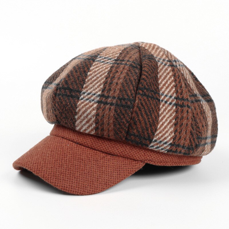 Ldslyjr-Gorra de algodón a cuadros para pintor, gorro de pintor informal con visera octogonal, unisex,