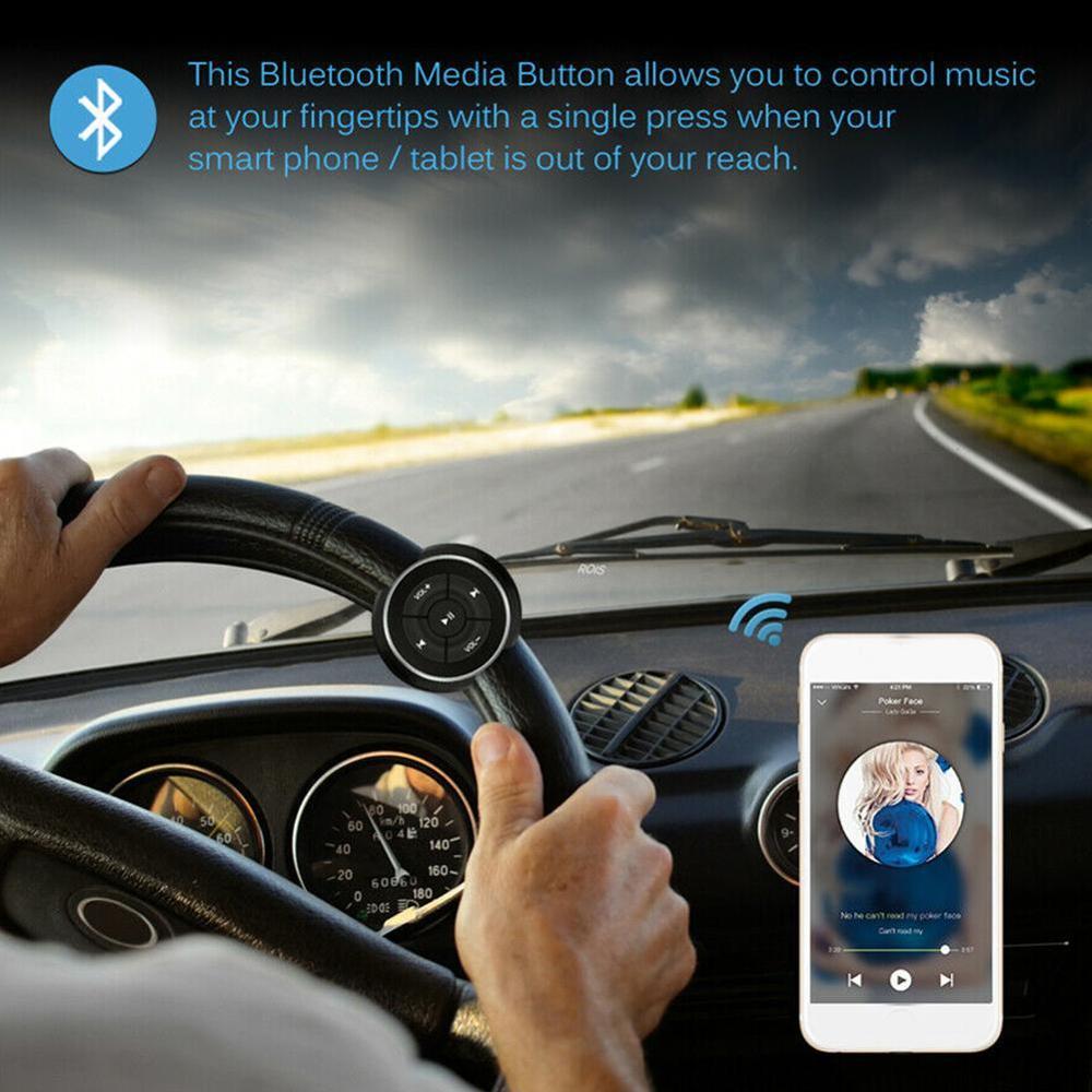 Draadloze Bluetooth Afstandsbediening Music Foto Auto Stuurwiel Knop Voor Telefoon Met Media Beugel Stuur V4C7