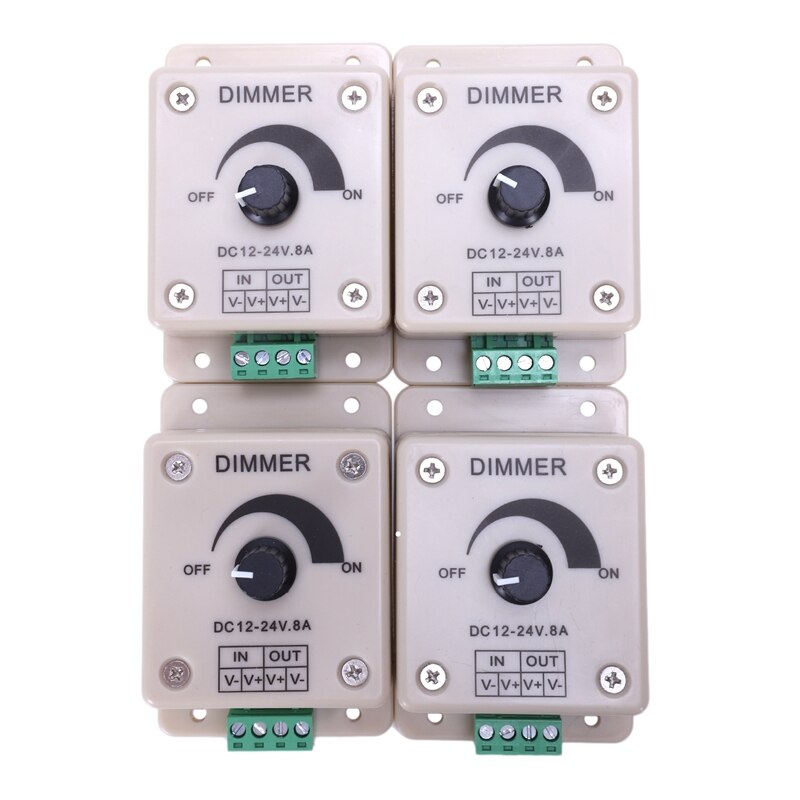 4 Stuks Dc 12V Enkele Kleur Strips Dimmer Controller Passen Voor 5050 3528 Led Light