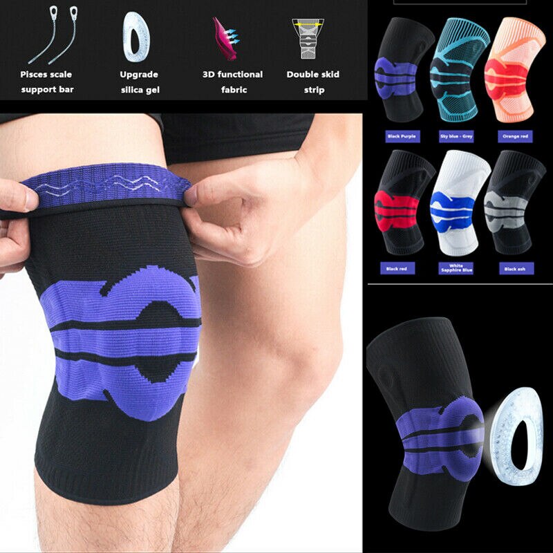 Knee Brace Compression Sleeve Elastic Silicone Gel&Spring Support Profession