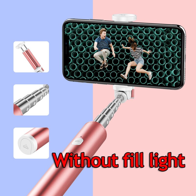 Palo de Selfie Universal de roca palo de Selfie plegable Mini extensible Luz de relleno Selfie palo para iPhone XS Samsung note 9 Xiaomi mix 3: Pink
