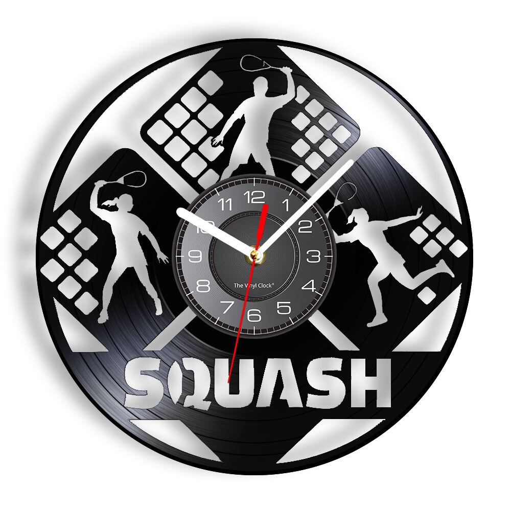 Clock Squashing Squash Wall Clock Made Of Real Vinyl Record Tennis... – Grandado