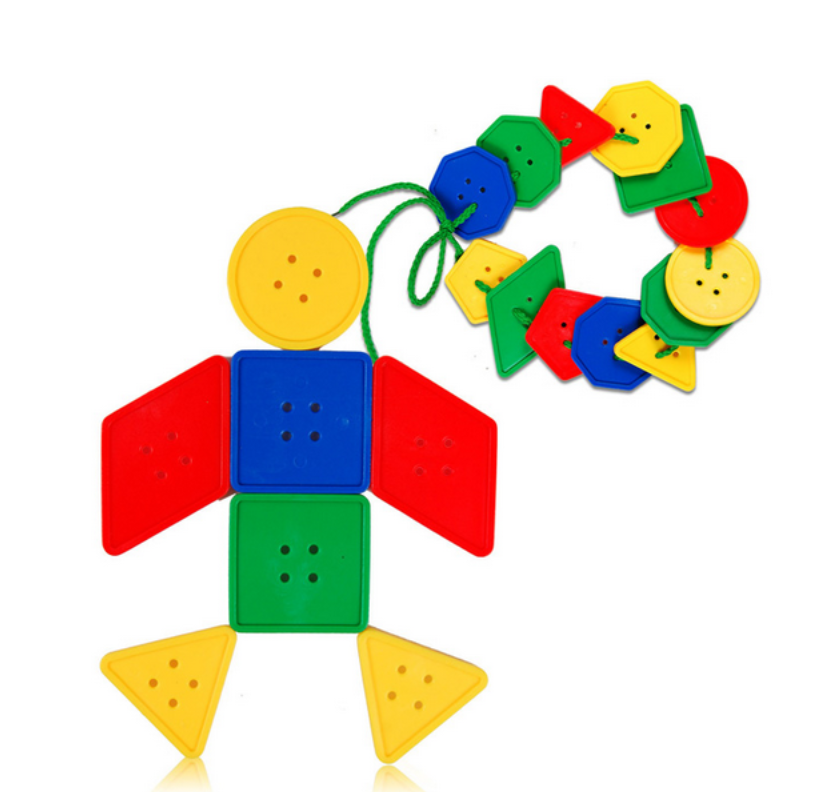 Early Learning Geometric Blocks Threading Buttons 26pcs/SET Wooden Animal Fruit Block stringing beaded Toys WYW