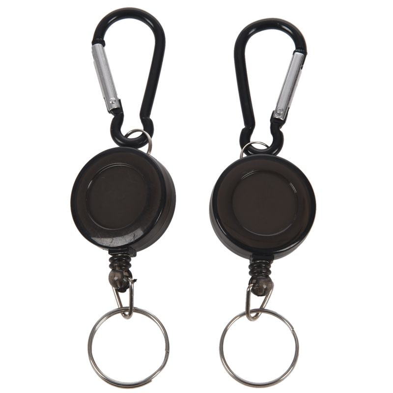 Carrete de insignia de 2 uds., retráctil de retroceso, YOYO, porta tarjetas de identificación, llavero Color: negro cantidad: 2 uds.