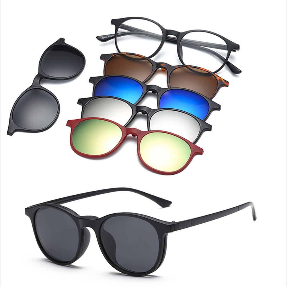 RUISIMO 5 lenes Magnet Sonnenbrille Clip Gespiegelt Clip auf Sonnenbrille clip auf gläser Männer Polarisierte Nach Rezept Myopie