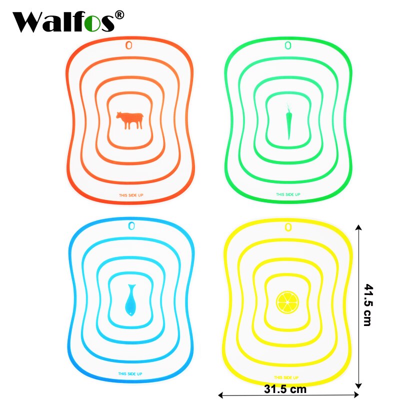 Walfos Nonsslip Flexibele Keuken Board Hakblok Vlees Groente Fruit Snijplank Koken Tool Gadget Keuken Accessoires: 4 pcs 41x31cm