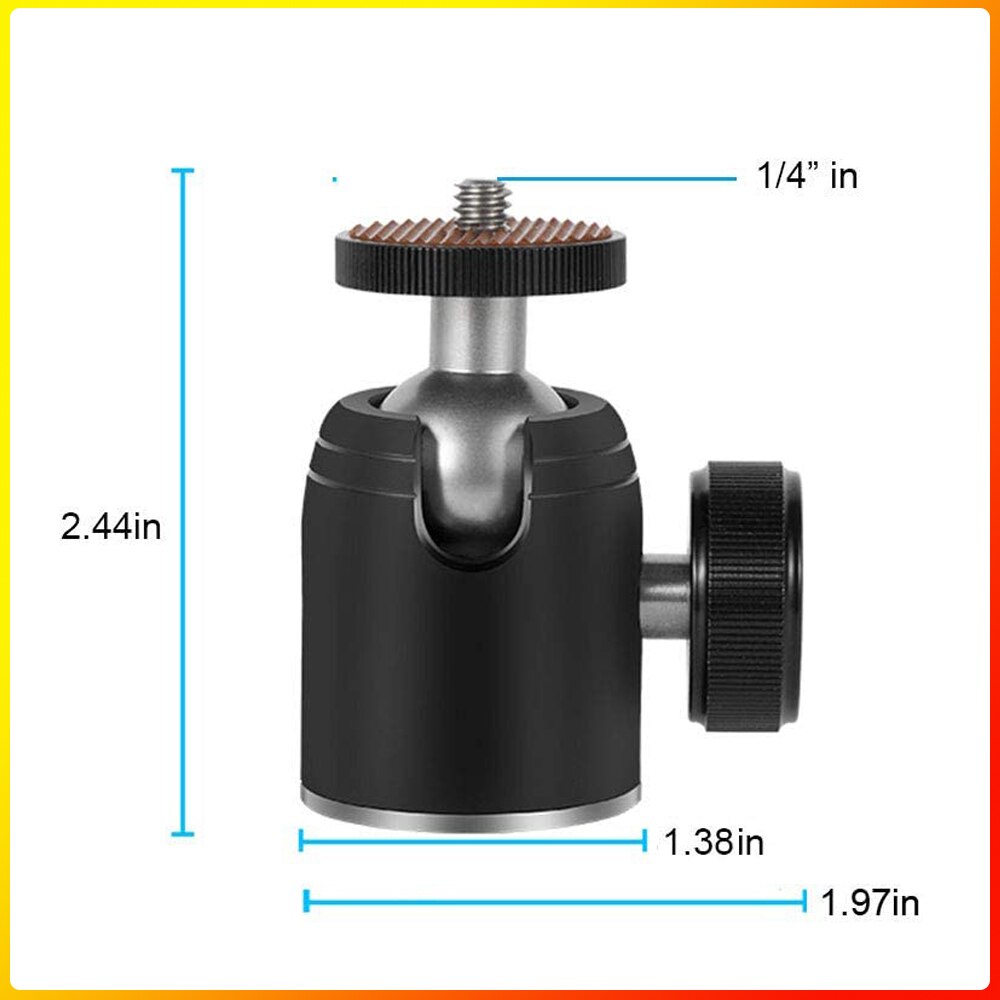 Tripod Mini Ball Head 360 Degree Metal Ballhead Mount with 3/8&quot; to 1/4&quot; Screw for Digital Camera DSLR Cell Phone Monopod