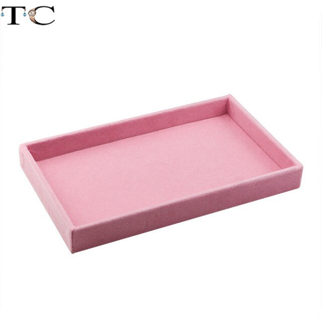 Bandeja de exhibición de collar, bandeja de exhibición de joyas, soporte de anillo, funda de exhibición, contenedor de almacenamiento de joyería, caja de pulsera de pendientes: Pink Flat Tray