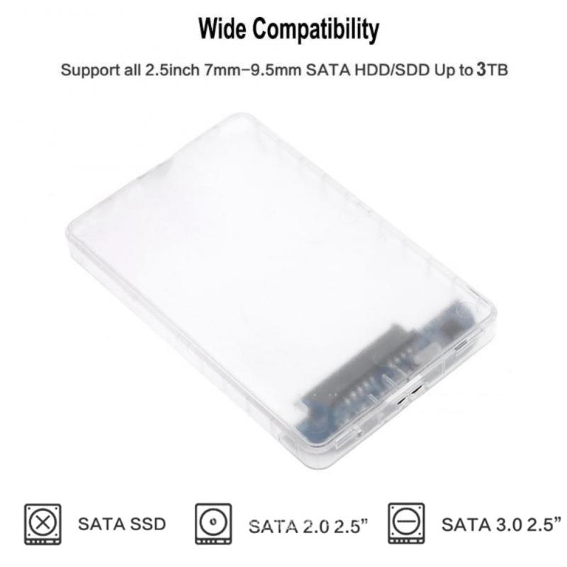 5Gbps 2.5'' Transparent SSD HDD Case USB 3.0 To SATA 3.0 Adapter Drive External Hard Disk Support 2TB UASP Protocol