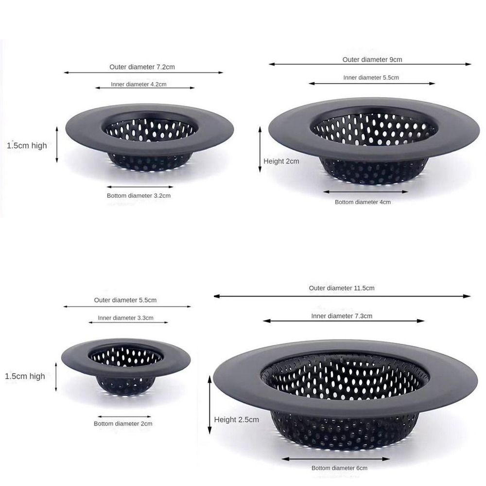 Roestvrijstalen Gootsteen Zeef Zwart Anti-Klomp Mesh Val Haar Schoon Te Maken Met Handvat Afvoerfilter Keuken Badkamer Accessoires