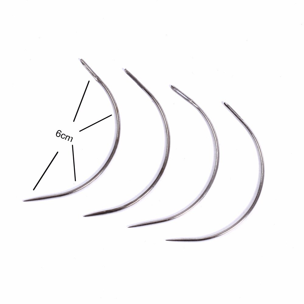 50Pcs 6CM C Shape Curved Needles Threader Sewing/Weaving Needles for Human Hair Extension Weft Weaving