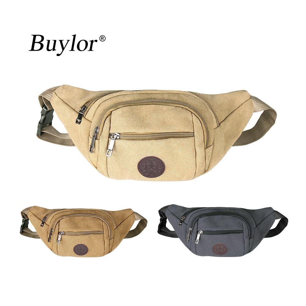 Buylor Waist Packs Men Banana Bum Bag Canvas Fanny Pack Casual Belt Bag Women Sports Hip Bag Phone Pounch Travel