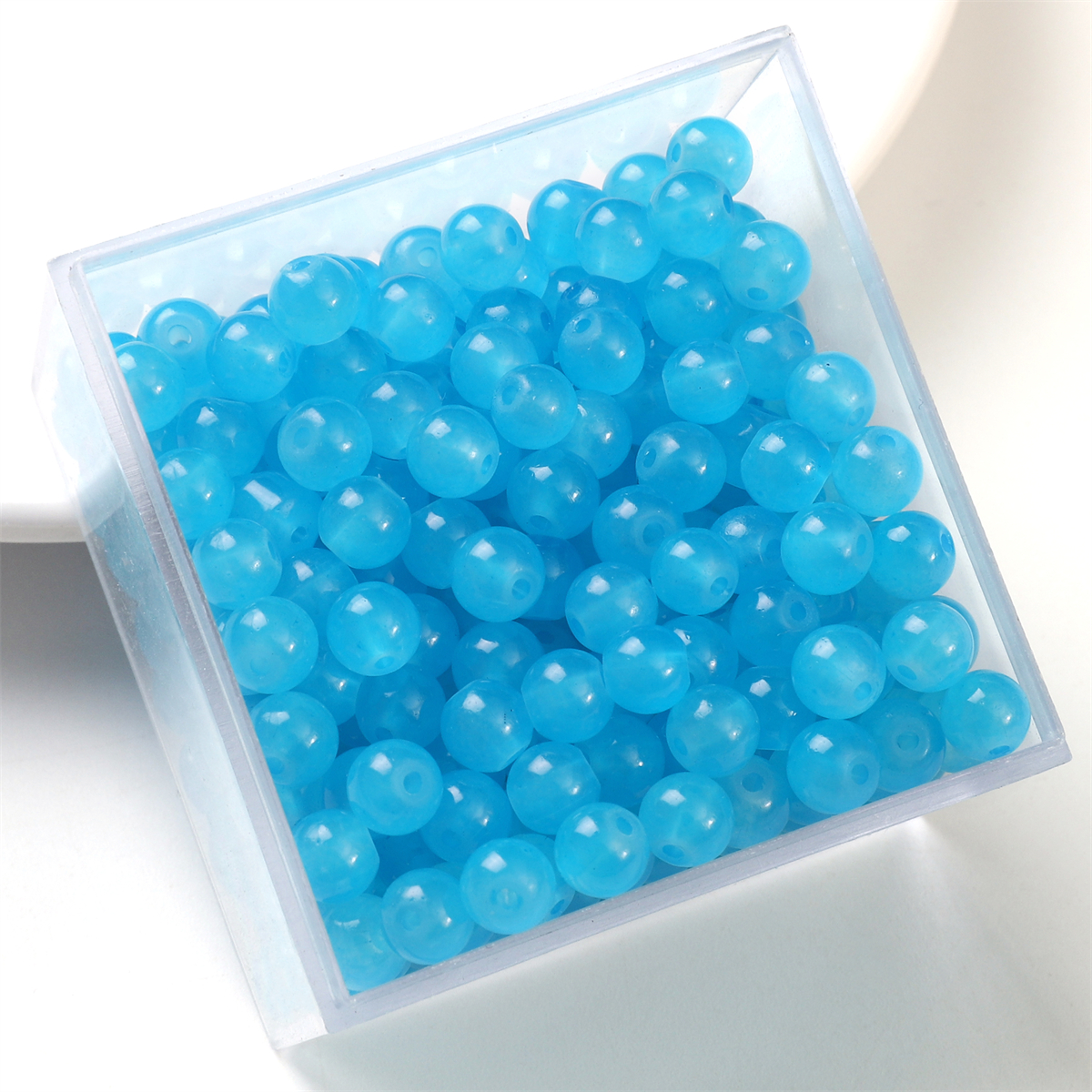 50pcs 6mm gelée de verre couleur unie Imitation Jade perles rondes perles en vrac bricolage à la main collier Bracelet perles bijoux accessoire: Black