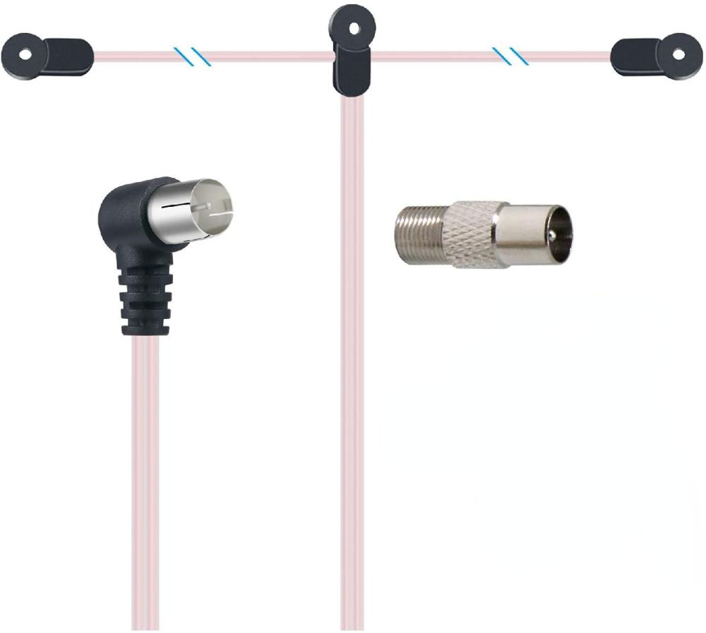 Flex F type 75 Ohm FM Dipole Radio Antenna with different adapters for Top Radio Stereo Receiver HiFi AV Mini System Stereo Kit: WHITE