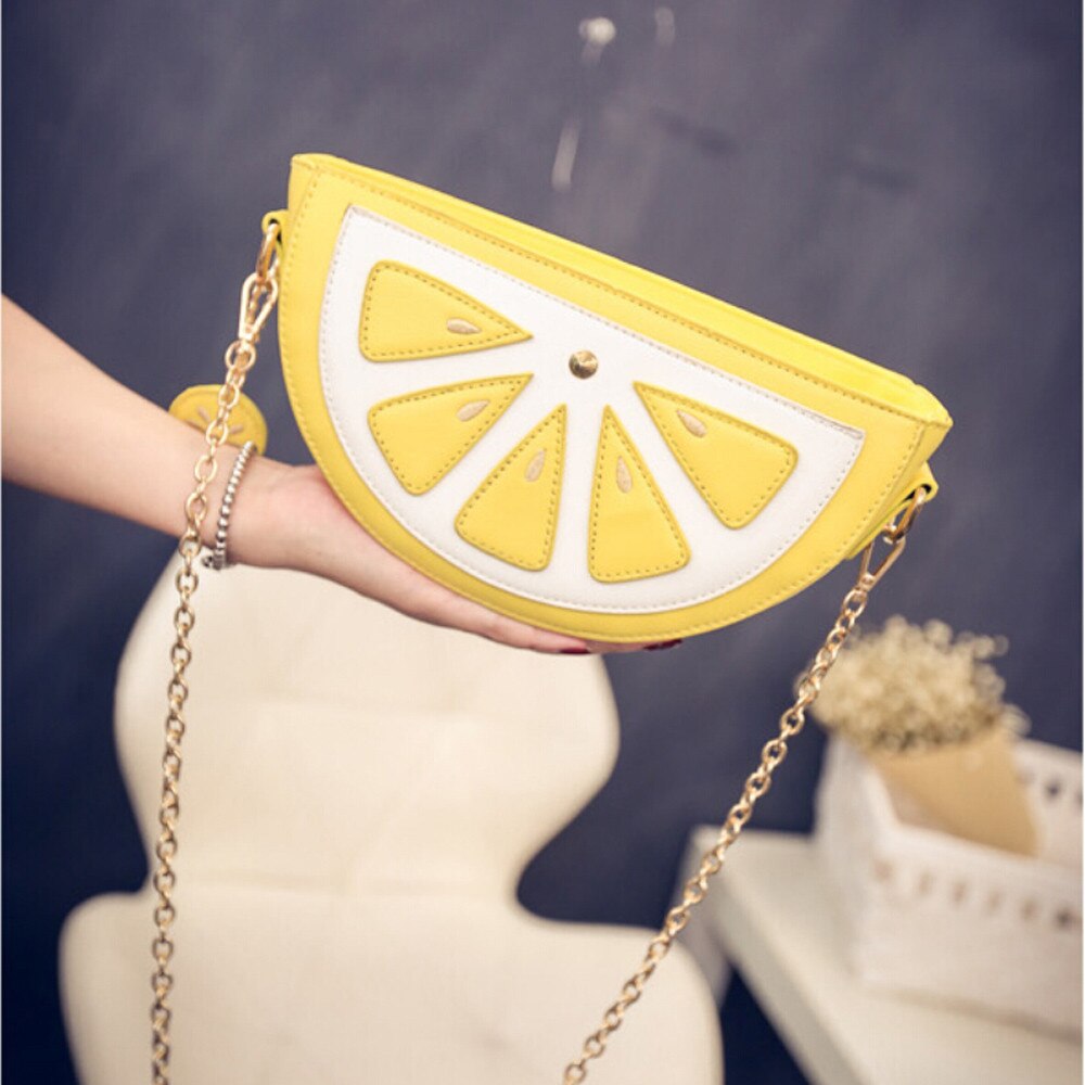 Crossbody Bags for Women Sweet Summer Bag Women Cute Fruit Packet Chain Shoulder Orange Watermelon Bag Ladies #45: Yellow 