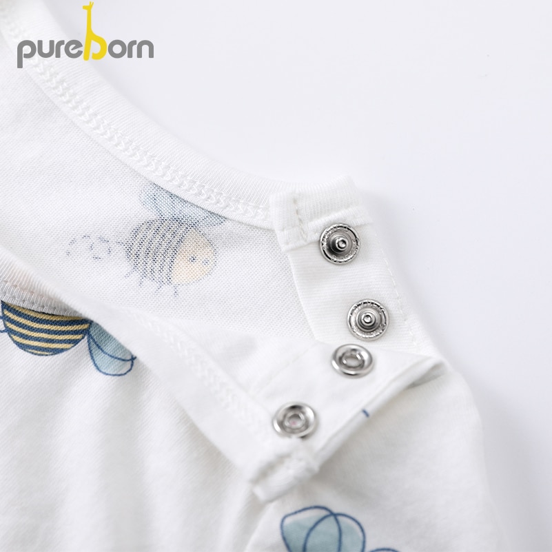 Pureborn 2-Pack Pasgeboren Unisex Baby Tees Cartoon Bijen Baby Jongen Meisje T-shirts Katoen Korte Mouw Tops Kleding Zomer kleding
