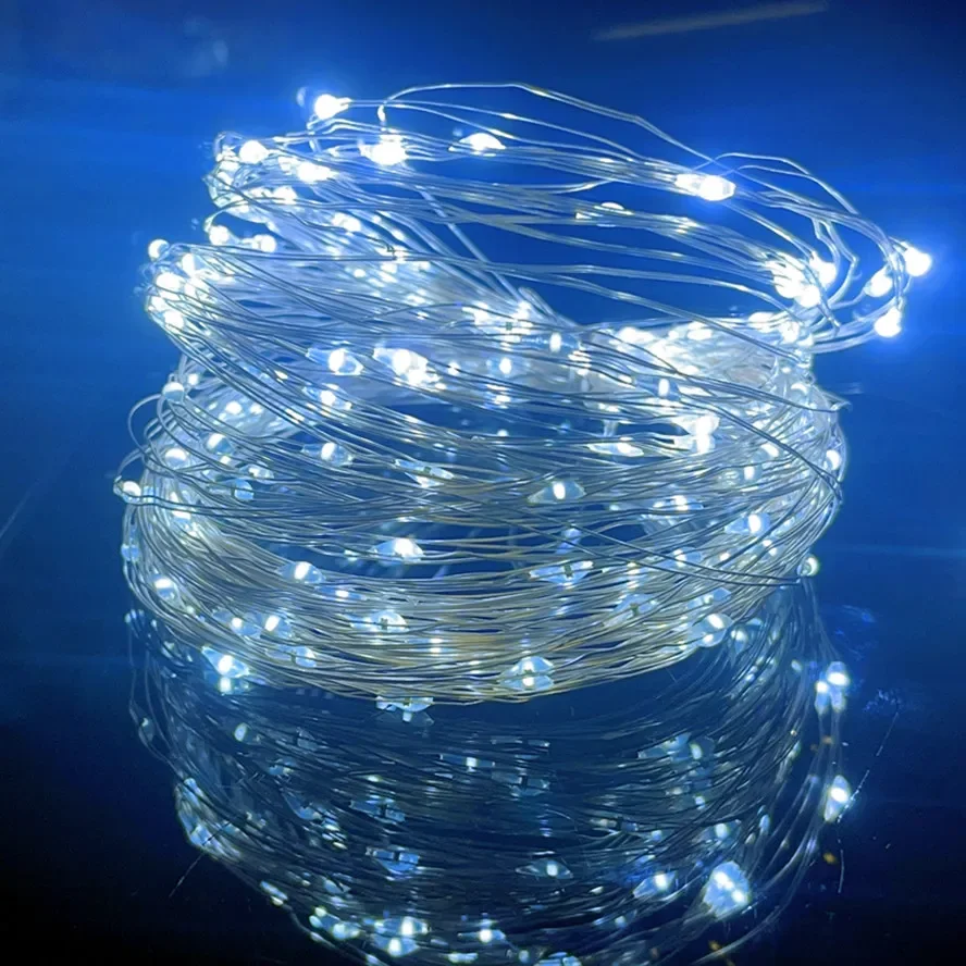10LEDs/M Led Copper Wire Fairy Light 3V White LED String Lights Battery DIY Wedding Party Christmas Decoration Wreath Lights: RGB / 13W