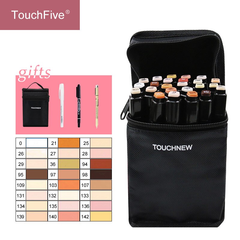 TouchNEW 12/24 Kleuren Skin Tone Sketch Markers Set Dual Head Alcohol Gebaseerde inkt Markers Pen Voor Tekening Animatie art Supplies: Touchfive-24black