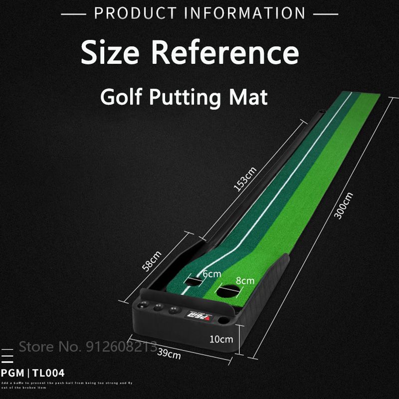 PGM 2.5m 3m Golf Putter Trainer Golf Putting Mat with Fairway Ball Return Mini Training Tool Set Putter Pad Green Hitting Carpet