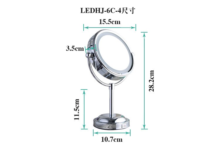 6'' bathroom LED mirror desk makeup illuminator for cosmetic and shaving magnifying function bathroom accessories