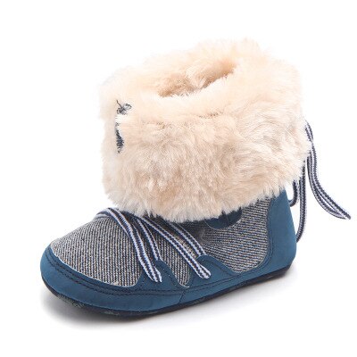 Winter Weichen Leder Warme Lange Plüsch Baby Schnee Stiefel Für Jungen Mädchen Winter Baby Schuhe nicht-Unterhose Kleinkind jungen Mädchen Booties: Blau / Einlegesohle Länge 11.5cm