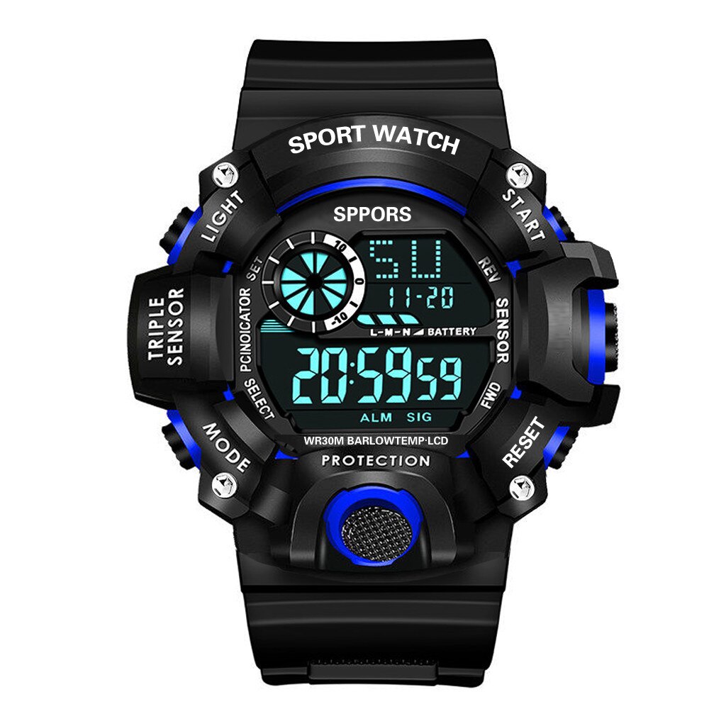 Reloj electrónico deportivo multifunción, pulsera con pantalla grande negra, calendario, alarma semanal, Neutral, # P2