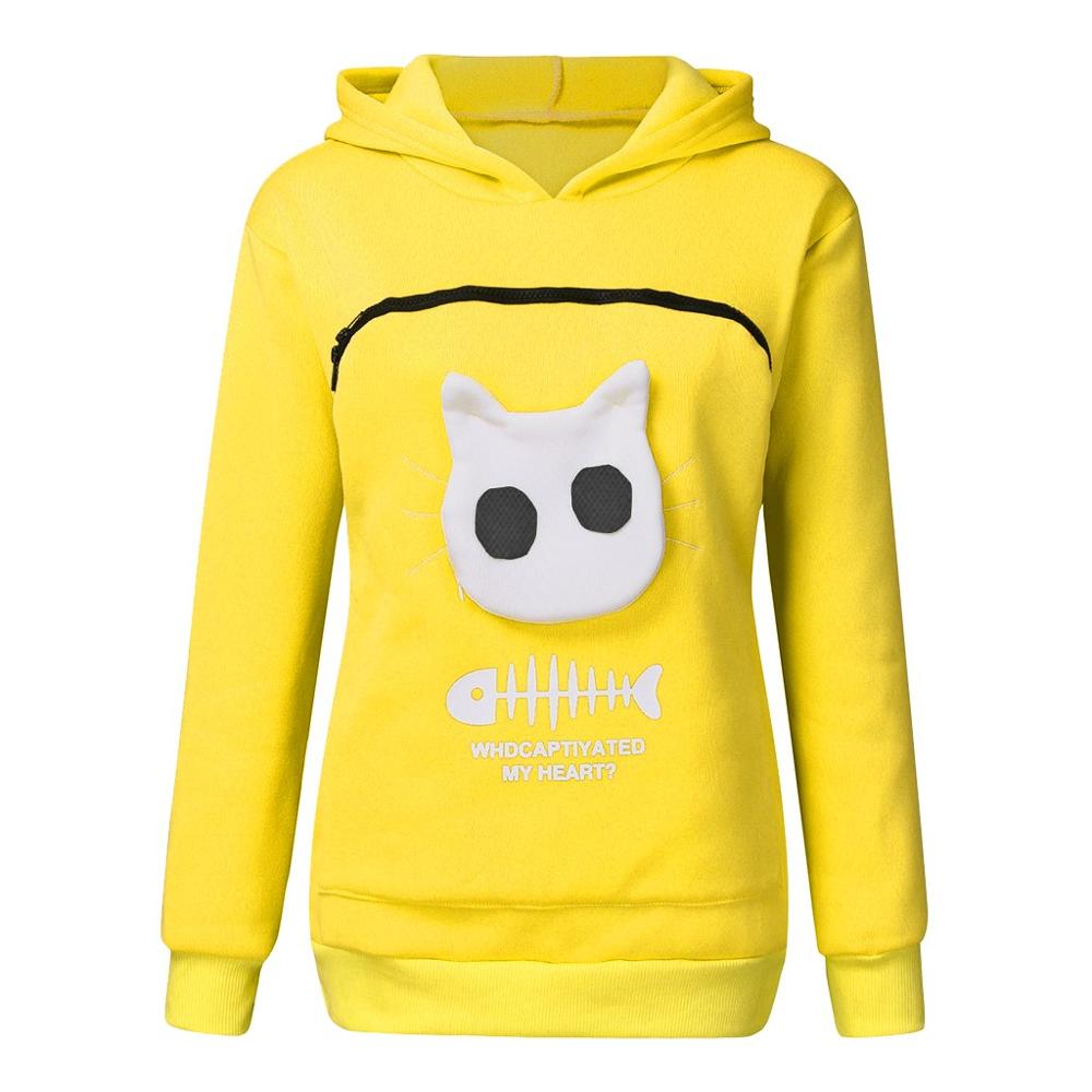 Herbst Winter Frauen Hoodies Sweatshirt Tier Pouch Haube Tops Tragen Katze Atmungsaktive Pullover Bluse Plus Größe * 0213