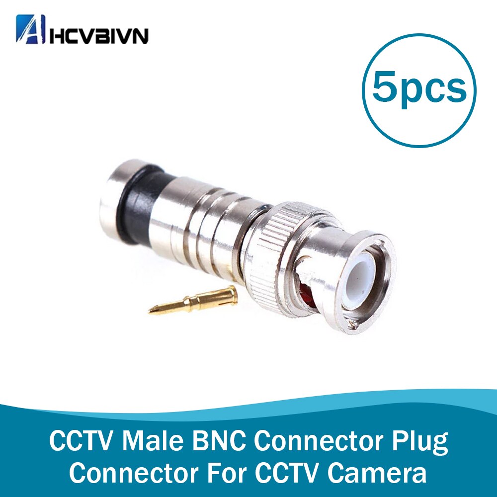 ,5Pcs/lot BNC Connector BNC To RG59 Male Comprassion Coax Connector