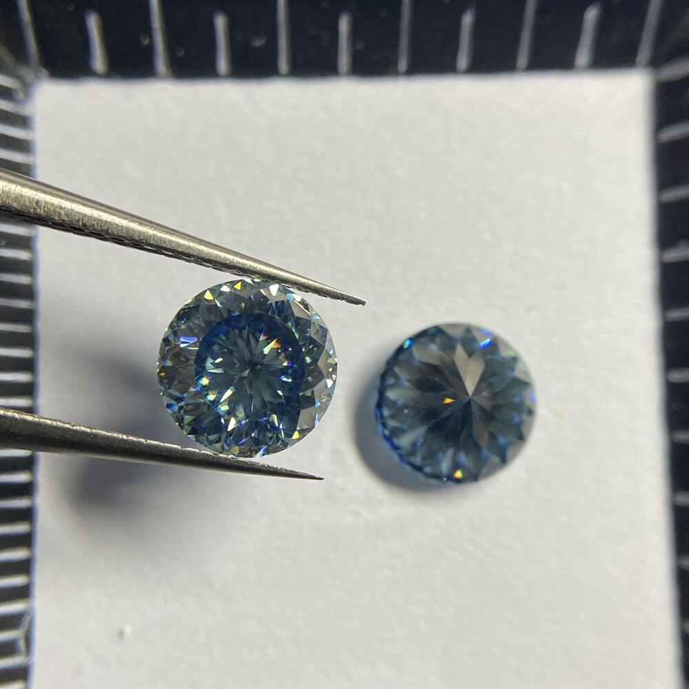 Meisidian Newest Lab Created Excellent 1 Karat 6.5mm 100 Faceted Cut Blue Sapphire Moissanite Diamond Price Per Carat